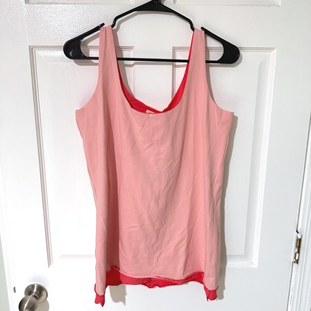 Matilda Jane Pink Coral Layered Hem Tank Top Sleeveless Scoop Neck Size L NEW